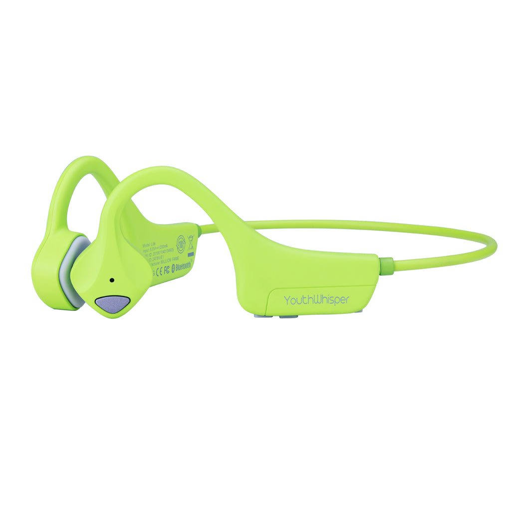 YouthWhisper Bluetooth Bone Conduction Headphones with Mic, Titanium Lightweight, Open-Ear Wireless Sweatproof for Running Hiking(Green)-Lite