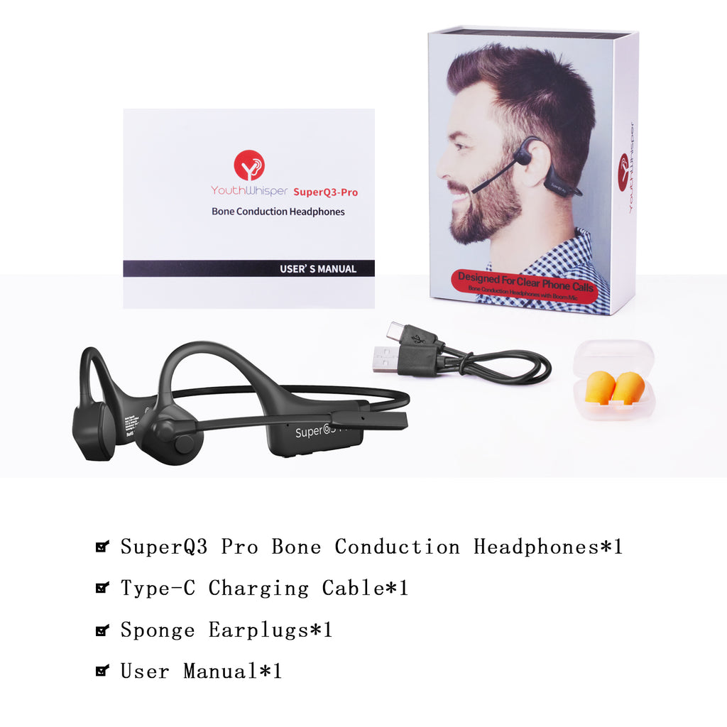 Bone Conduction Headphones with Mic, Wireless Open Ear Headset with No –  youthwhisper